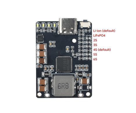 Модуль зарядний IP2369 45W Type-C PD для АКБ 18650 / 21700 2S&ndash;6S, заряд-розряд, Fast Charge